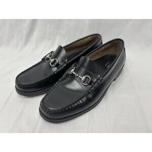 G.H. BASS MENS WEEJUNS Lincoln Bit Loafer Shoe Black Slip On Leather Size 9.5